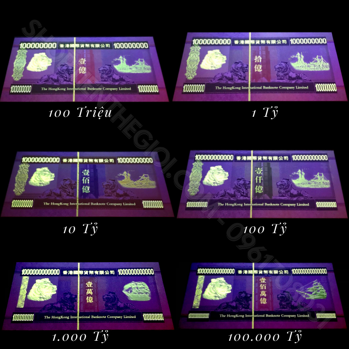 Bộ 6 tờ Lưu Niệm HongKong Mệnh Giá Khủng